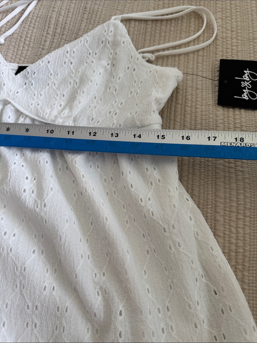White Eyelet Ruffle Mini Dress - Picture 6 of 10